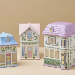 Lenox Spice Village - House Canisters - Set Vintage Ceramic Cottage Cookie Jars